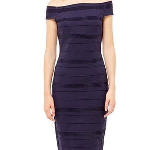Ted Baker Navy Inan Textured Bardot Midi Dress